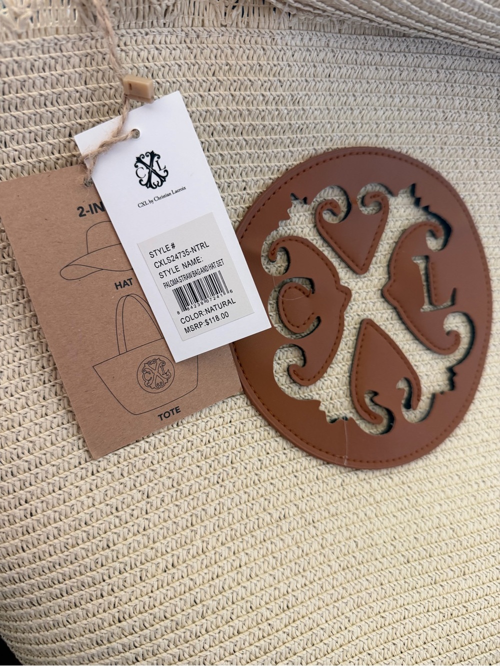 2 in 1 Paloma Straw Hat & Bag Matching Set ~ NWT - Picture 4 of 14